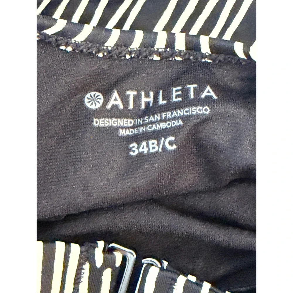 Athleta Maldives Striped Tankini Swim Top Halter Neck Keyhole Back‎ Size 34 B/C